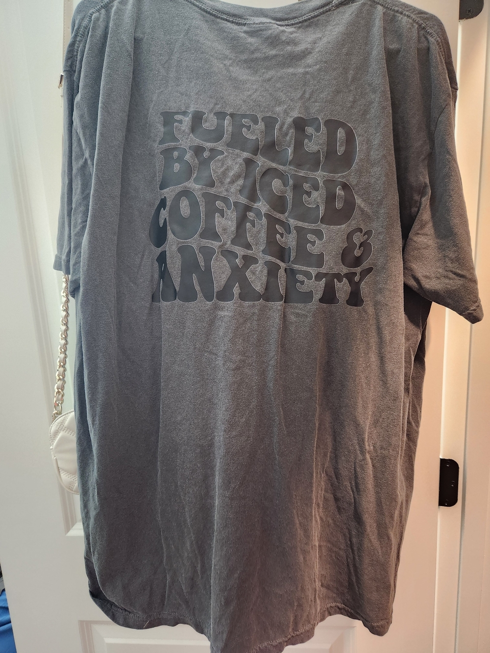 Grey Graphic Tee - 'Fueled by Iced Coffee & Anxiety'